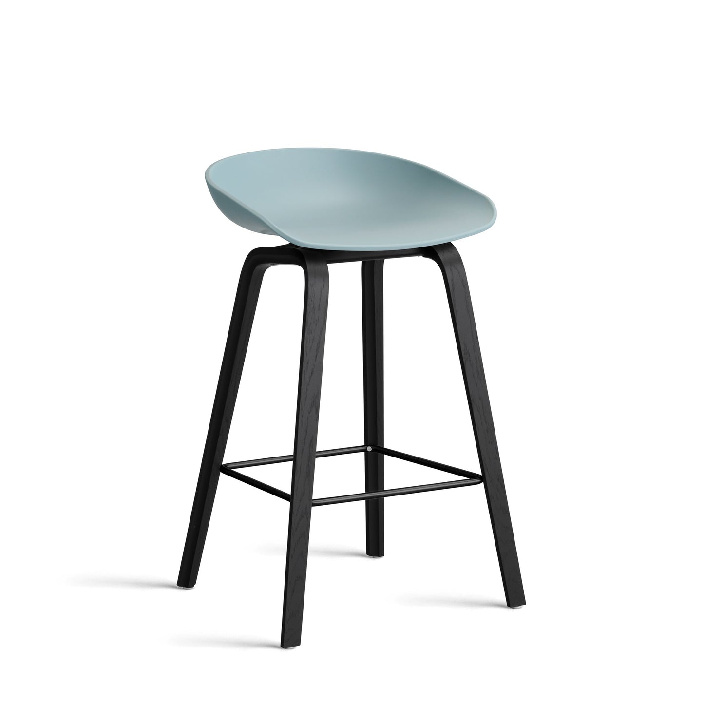 About A Stool Aas 32 by Hay #Polypropylene | Dusty Blue/Oak | Black Water-Based Lacquered/Black Powder Coated Steel