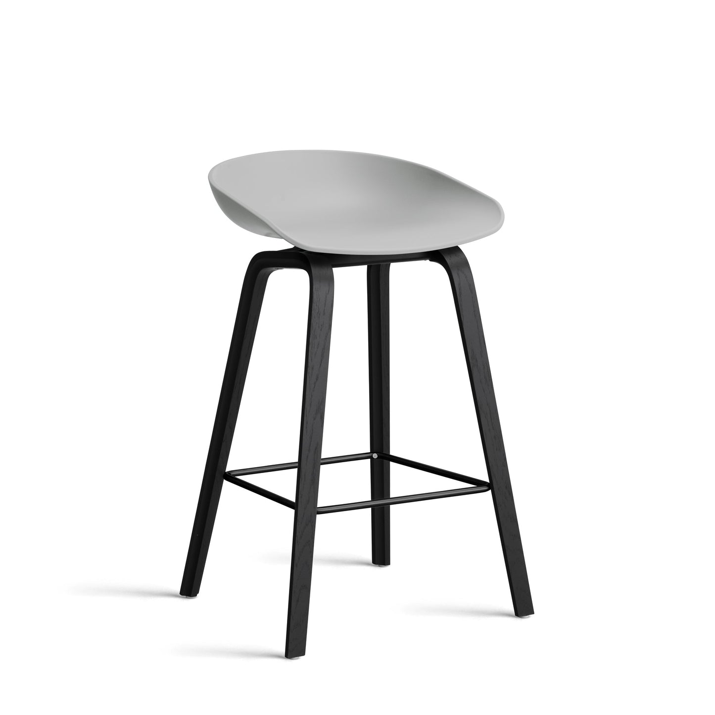 About A Stool Aas 32 by Hay #Polypropylene | Concrete Grey/Oak | Black Water-Based Lacquered/Black Powder Coated Steel