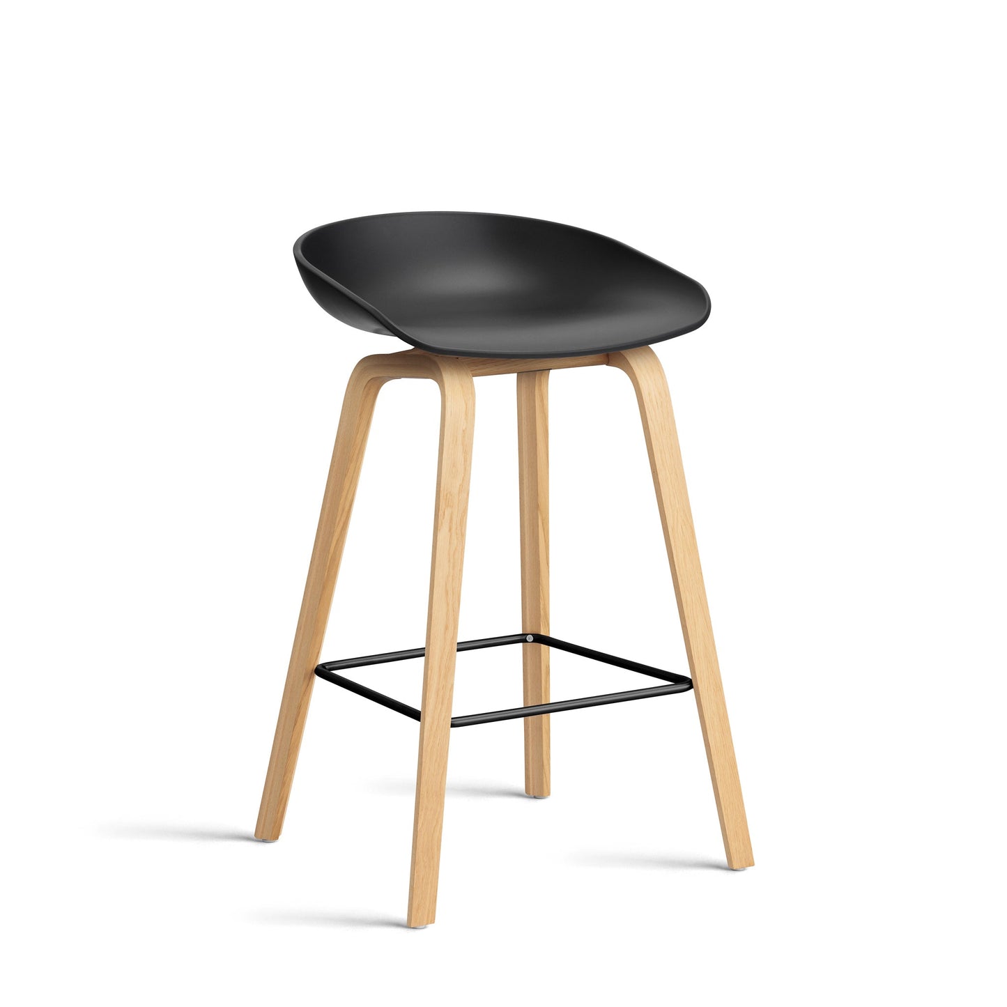 About A Stool Aas 32 by Hay #Polypropylene | Black/Oak | Water-Based Lacquered/Black Powder Coated Steel