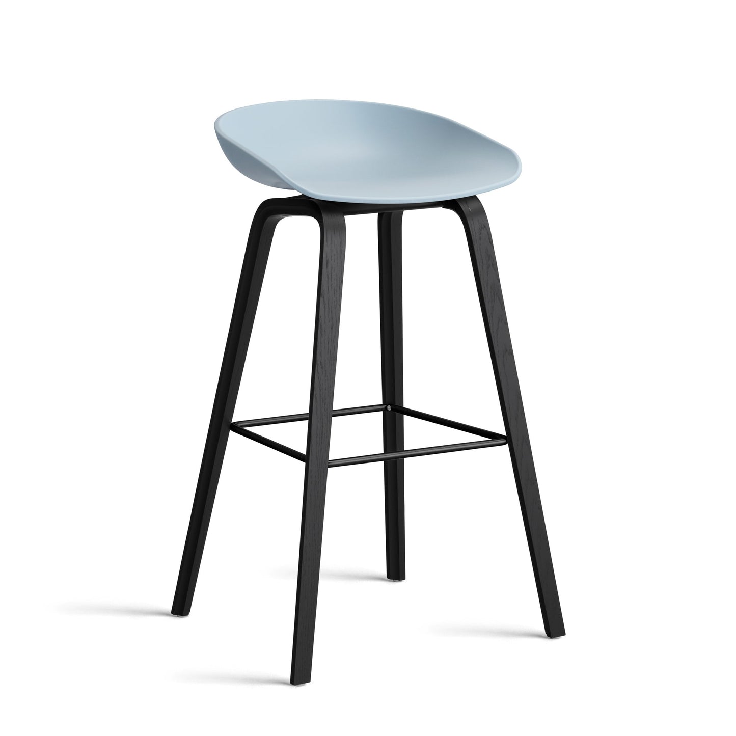 About A Stool Aas 32 by Hay #Polypropylene | Slate Blue/Oak | Black Water-Based Lacquered/Black Powder Coated Steel