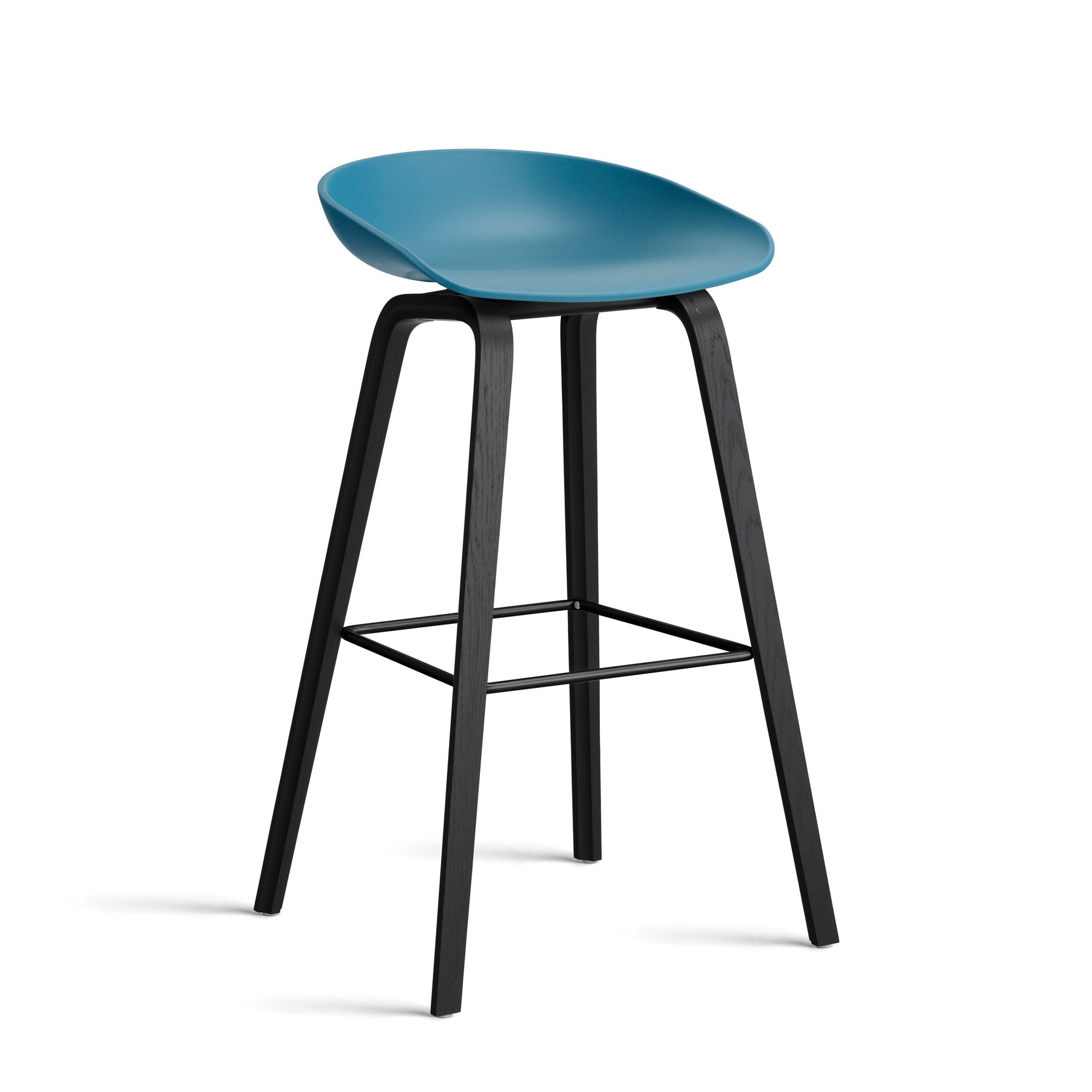 About A Stool Aas 32 by Hay #Polypropylene | Azure Blue/Oak | Black Water-Based Lacquered/Black Powder Coated Steel