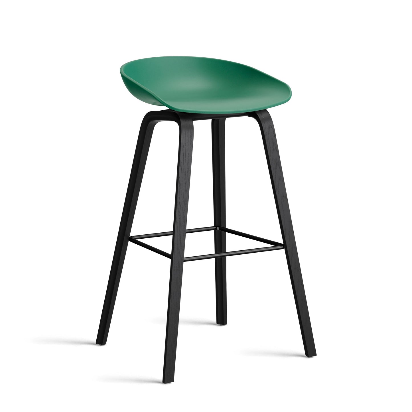 About A Stool Aas 32 by Hay #Polypropylene | Teal Green/Oak | Black Water-Based Lacquered/Black Powder Coated Steel