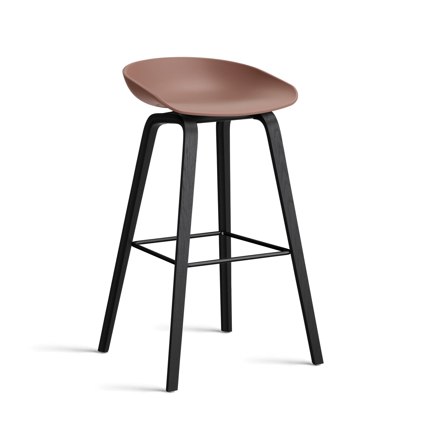 About A Stool Aas 32 by Hay #Polypropylene | Soft Brick/Oak | Black Water-Based Lacquered/Black Powder Coated Steel