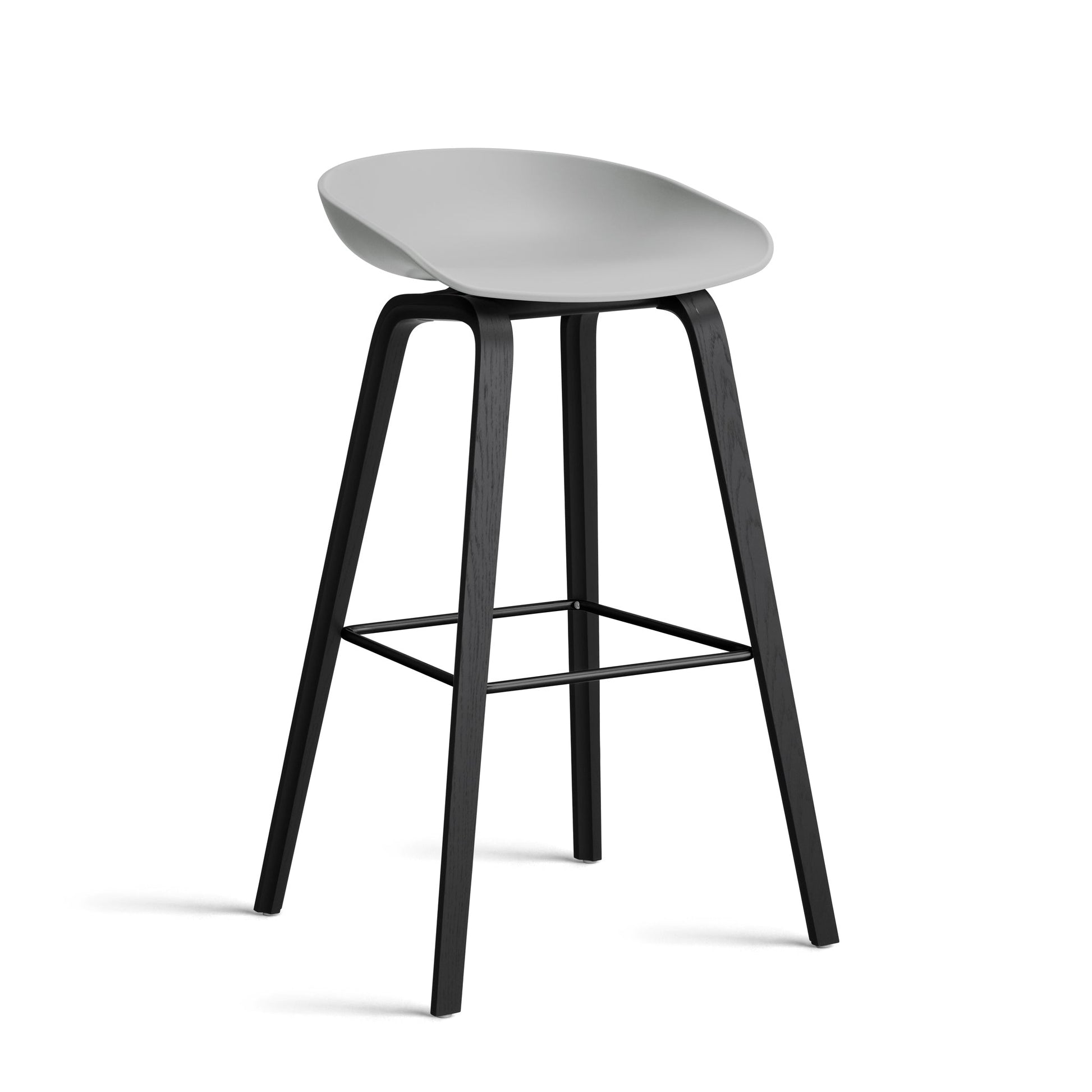 About A Stool Aas 32 by Hay #Polypropylene | Concrete Grey/Oak | Black Water-Based Lacquered/Black Powder Coated Steel