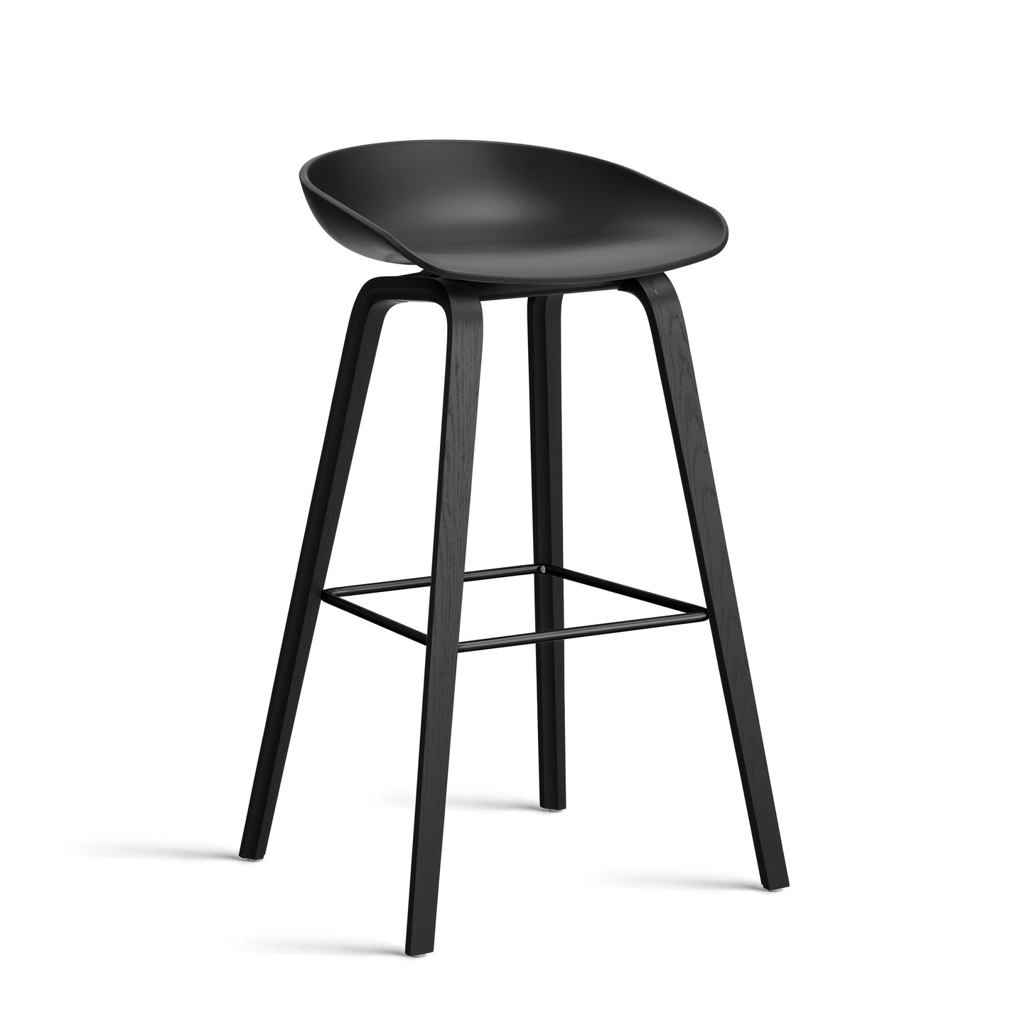 About A Stool Aas 32 by Hay #Polypropylene | Black/Oak | Black Water-Based Lacquered/Black Powder Coated Steel