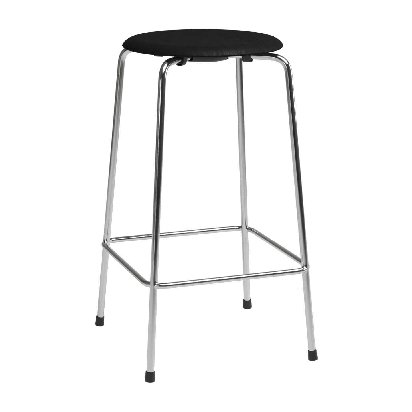 High Dot™ - M3170 Counter Stool w. 4 legs by Fritz Hansen #M3170 Counter Stool w. 4 legs / Coloured Veneer / Black (195) / Steel / Chrome