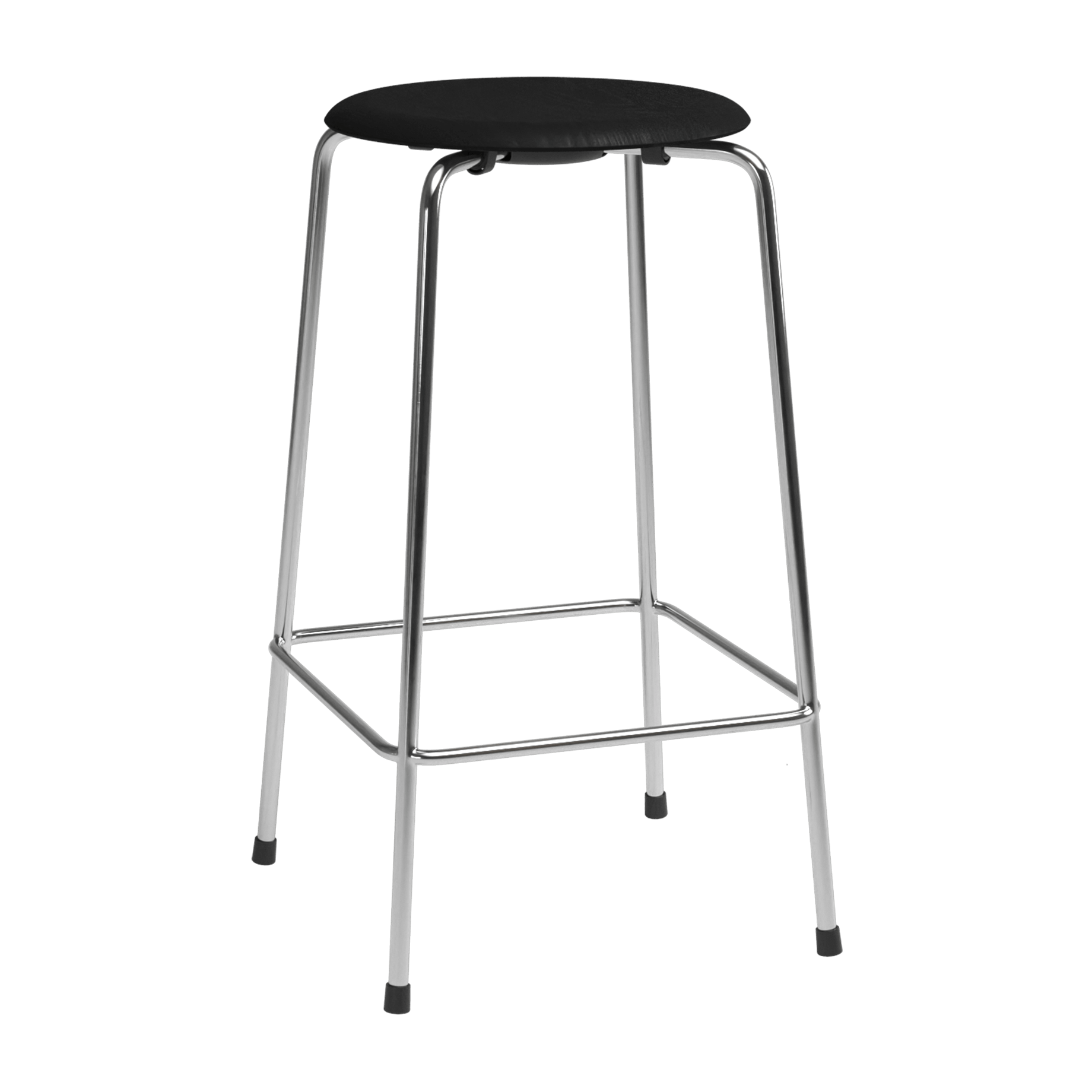 High Dot™ - M3170 Counter Stool w. 4 legs by Fritz Hansen #M3170 Counter Stool w. 4 legs / Coloured Veneer / Black (195) / Steel / Chrome