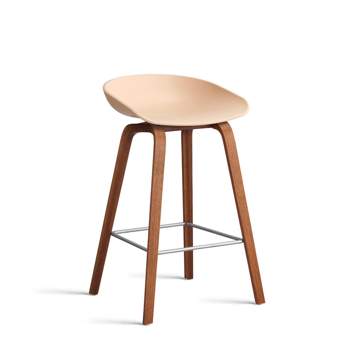 About A Stool Aas 32 by Hay #Polypropylene | Pale Peach/Walnut | Water-Based Lacquered/Stainless Steel