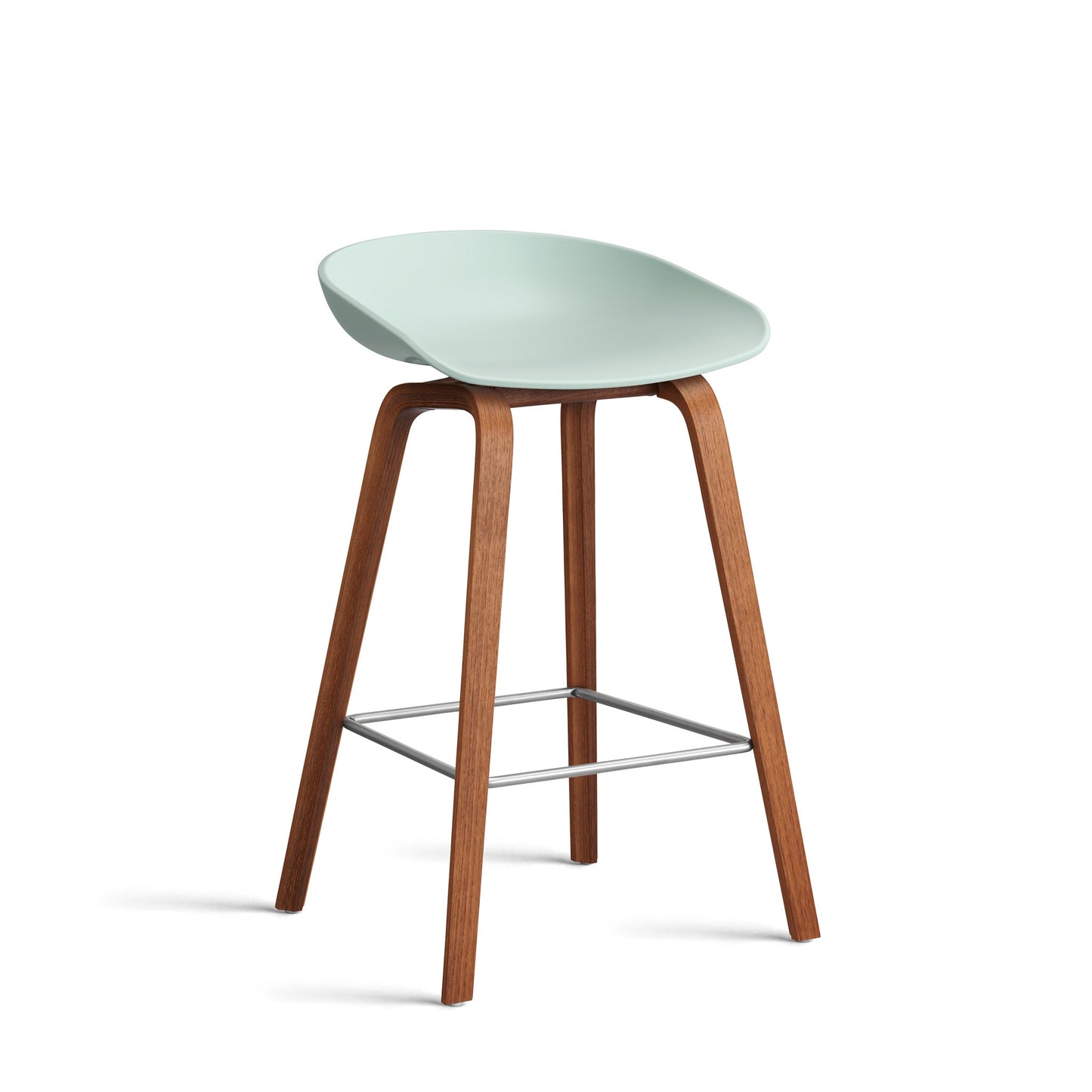 About A Stool Aas 32 by Hay #Polypropylene | Dusty Mint/Walnut | Water-Based Lacquered/Stainless Steel