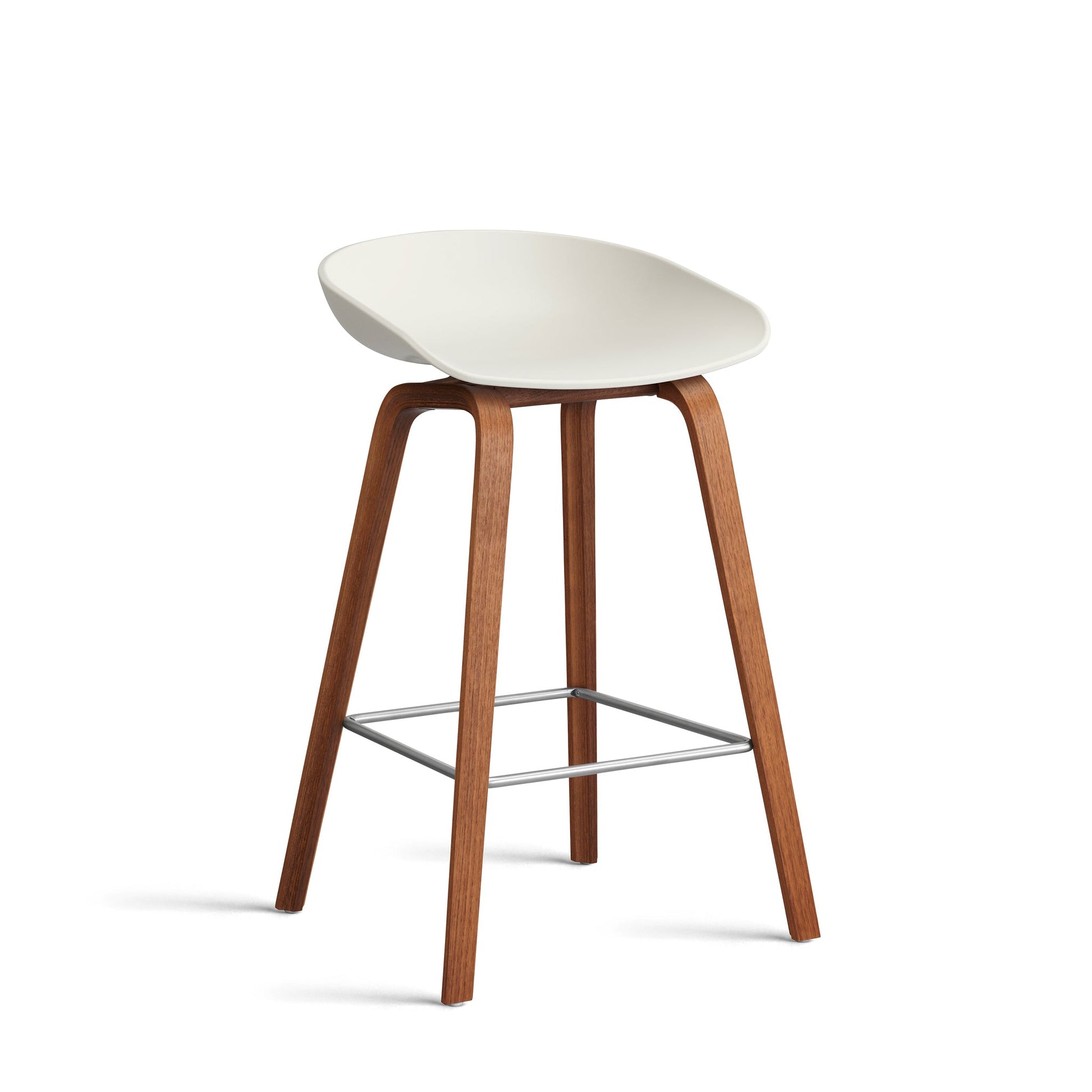 About A Stool Aas 32 by Hay #Polypropylene | Melange Cream/Walnut | Water-Based Lacquered/Stainless Steel