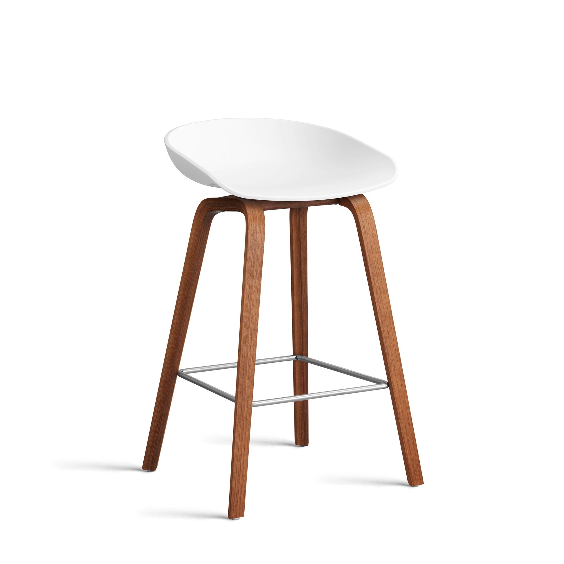 About A Stool Aas 32 by Hay #Polypropylene | White/Walnut | Water-Based Lacquered/Stainless Steel