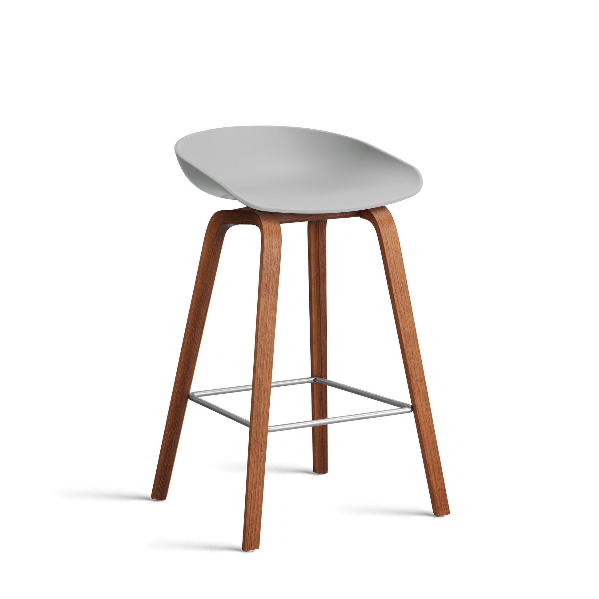 About A Stool Aas 32 by Hay #Polypropylene | Concrete Grey/Walnut | Water-Based Lacquered/Stainless Steel