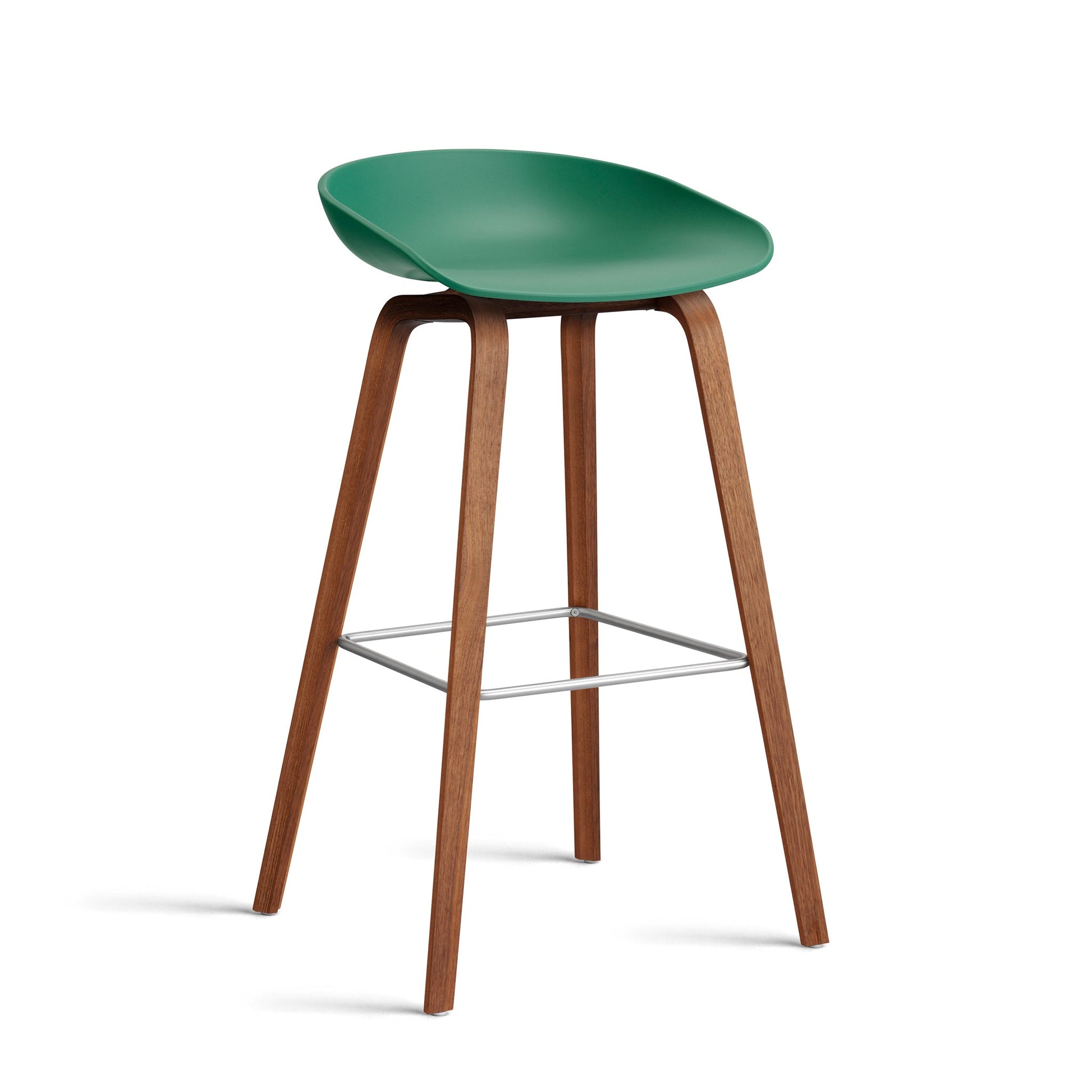 About A Stool Aas 32 by Hay #Polypropylene | Teal Green/Walnut | Water-Based Lacquered/Stainless Steel