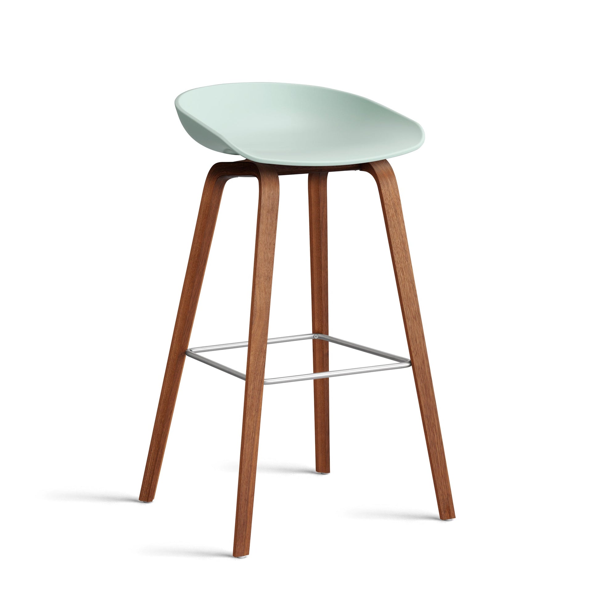 About A Stool Aas 32 by Hay #Polypropylene | Dusty Mint/Walnut | Water-Based Lacquered/Stainless Steel