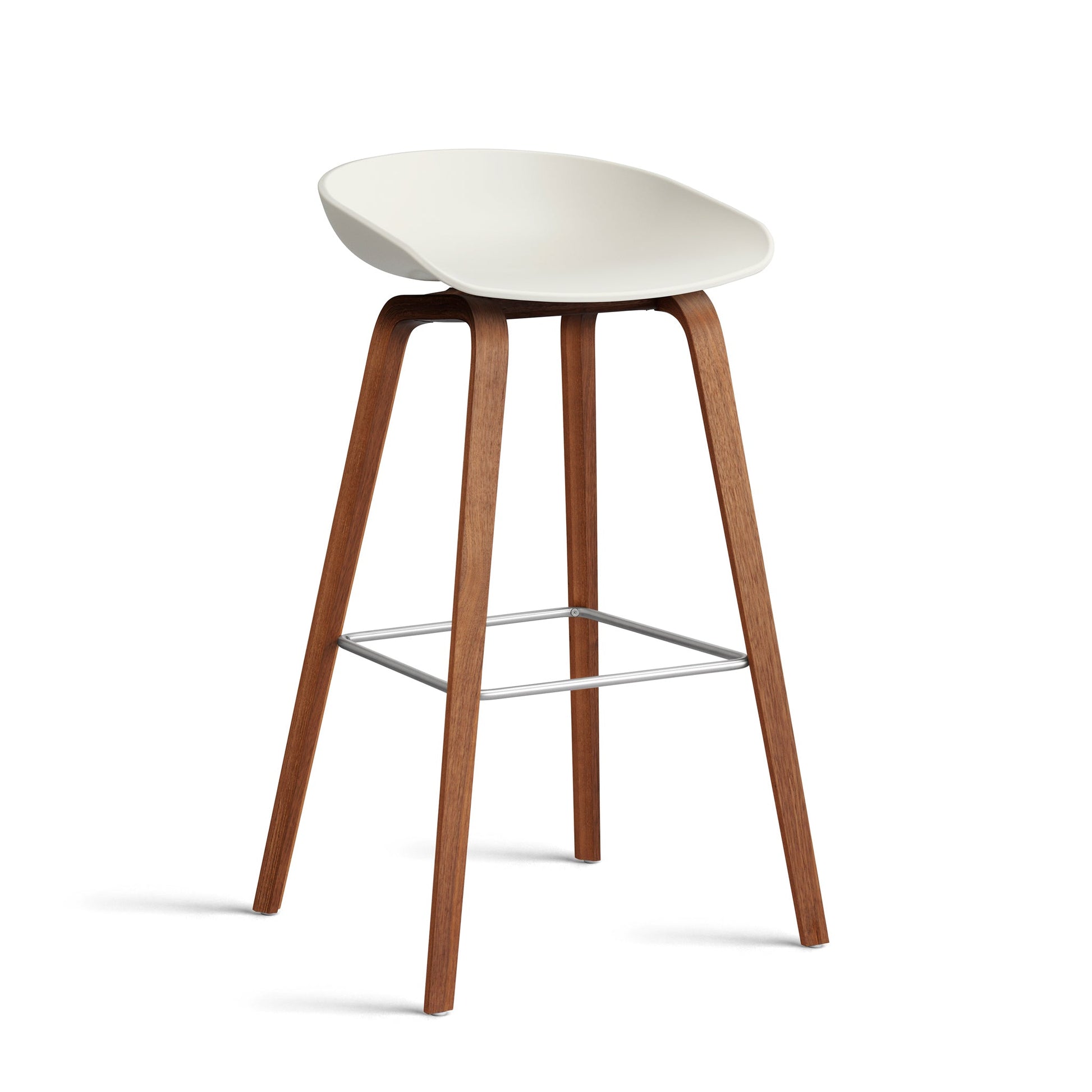 About A Stool Aas 32 by Hay #Polypropylene | Melange Cream/Walnut | Water-Based Lacquered/Stainless Steel