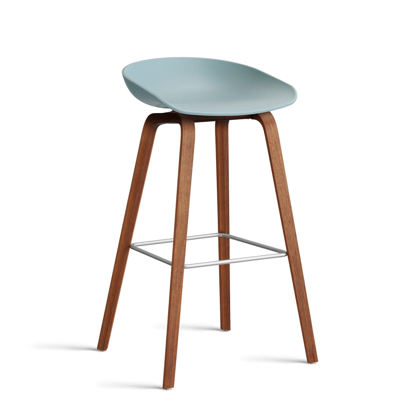 About A Stool Aas 32 by Hay #Polypropylene | Dusty Blue/Walnut | Water-Based Lacquered/Stainless Steel