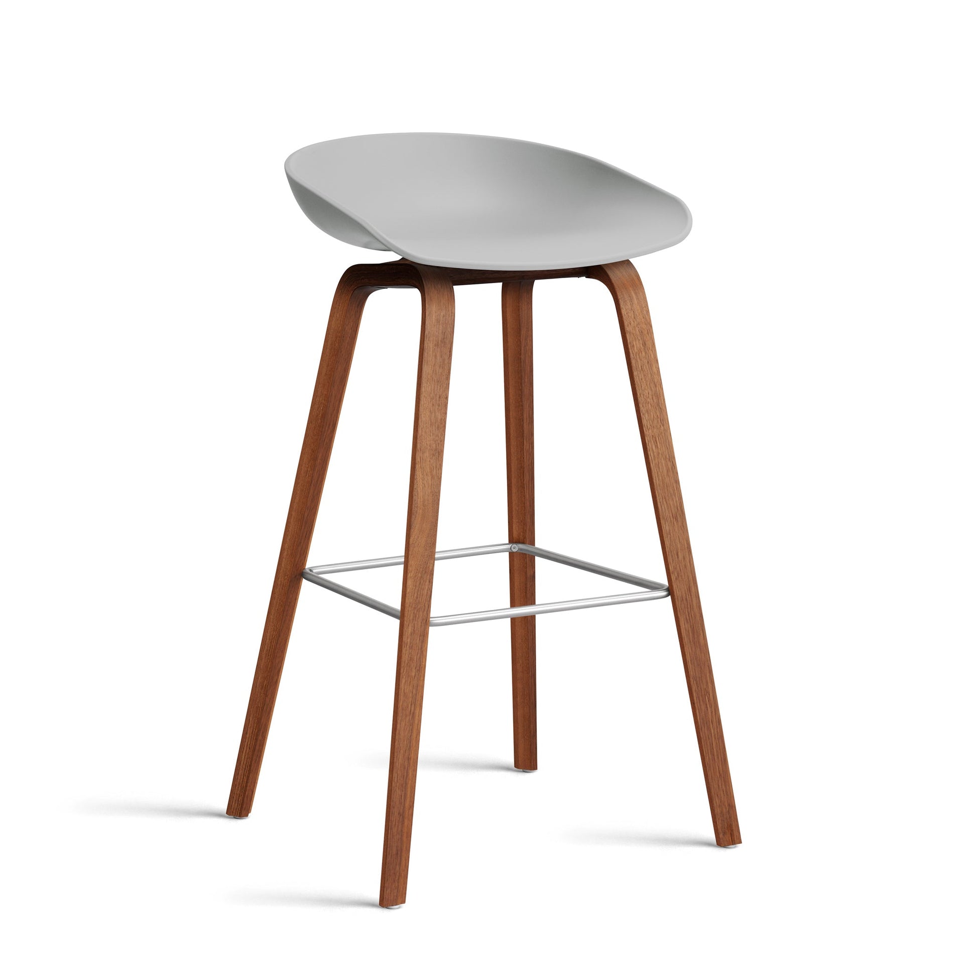 About A Stool Aas 32 by Hay #Polypropylene | Concrete Grey/Walnut | Water-Based Lacquered/Stainless Steel