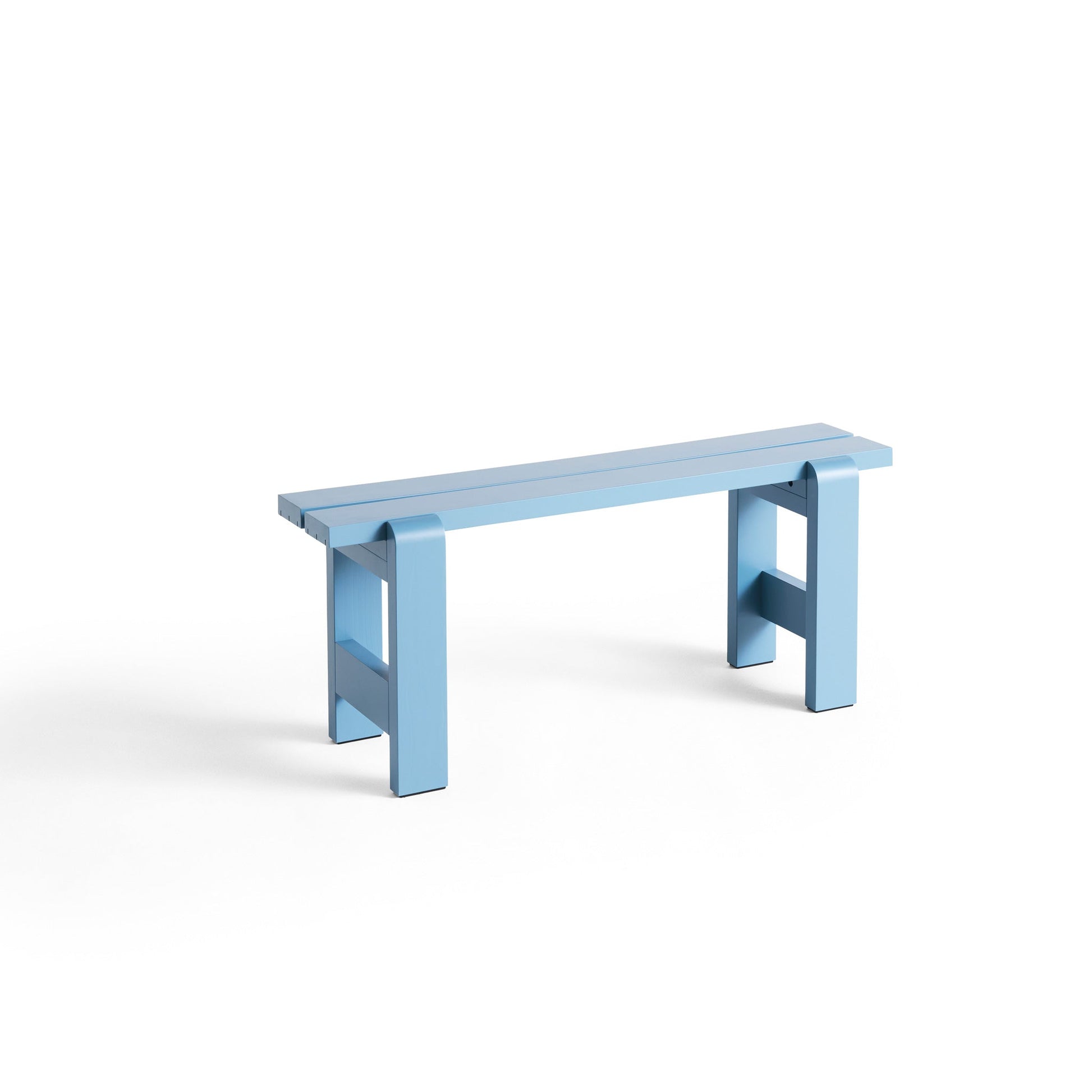 Weekday Bench by Hay #H45 x W111 x L23/Azure blue Water-based lacquered Solid pinewood/Azure blue Water-based lacquered Solid pinewood