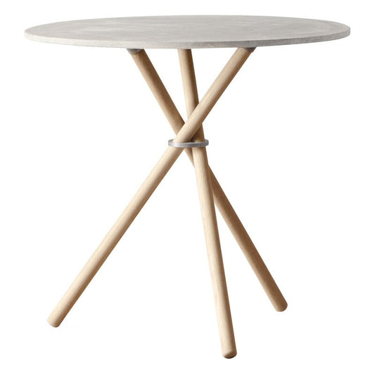 Aldric cafe table by Eberhart Furniture #80 cm, light concrete - light oak #