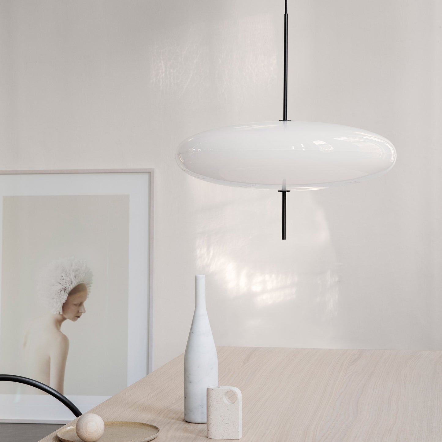 Suspension Lamp Model 2065 by Astep #White Diffuser / Black Hardware / Black Cable