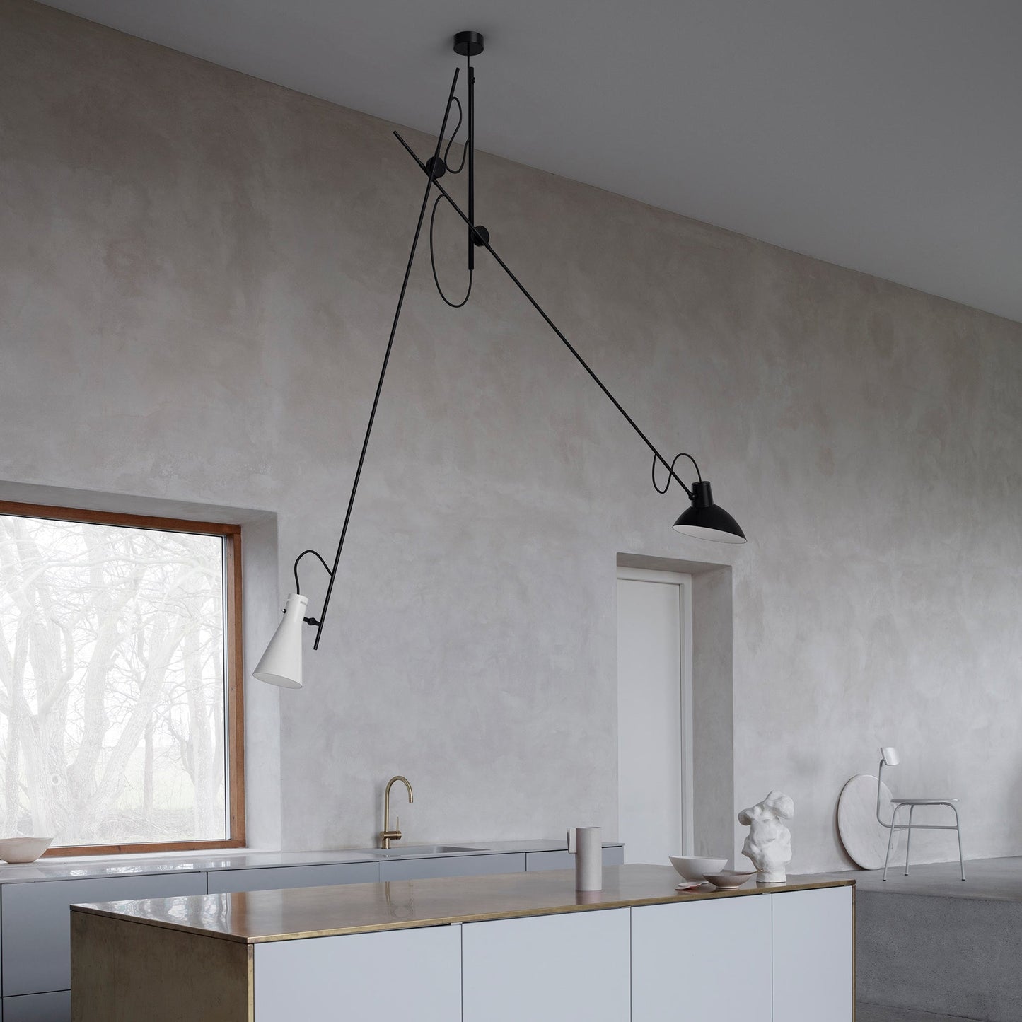 Suspension Lamp VV Cinquanta by Astep #Black Structure / White and Black Reflectors