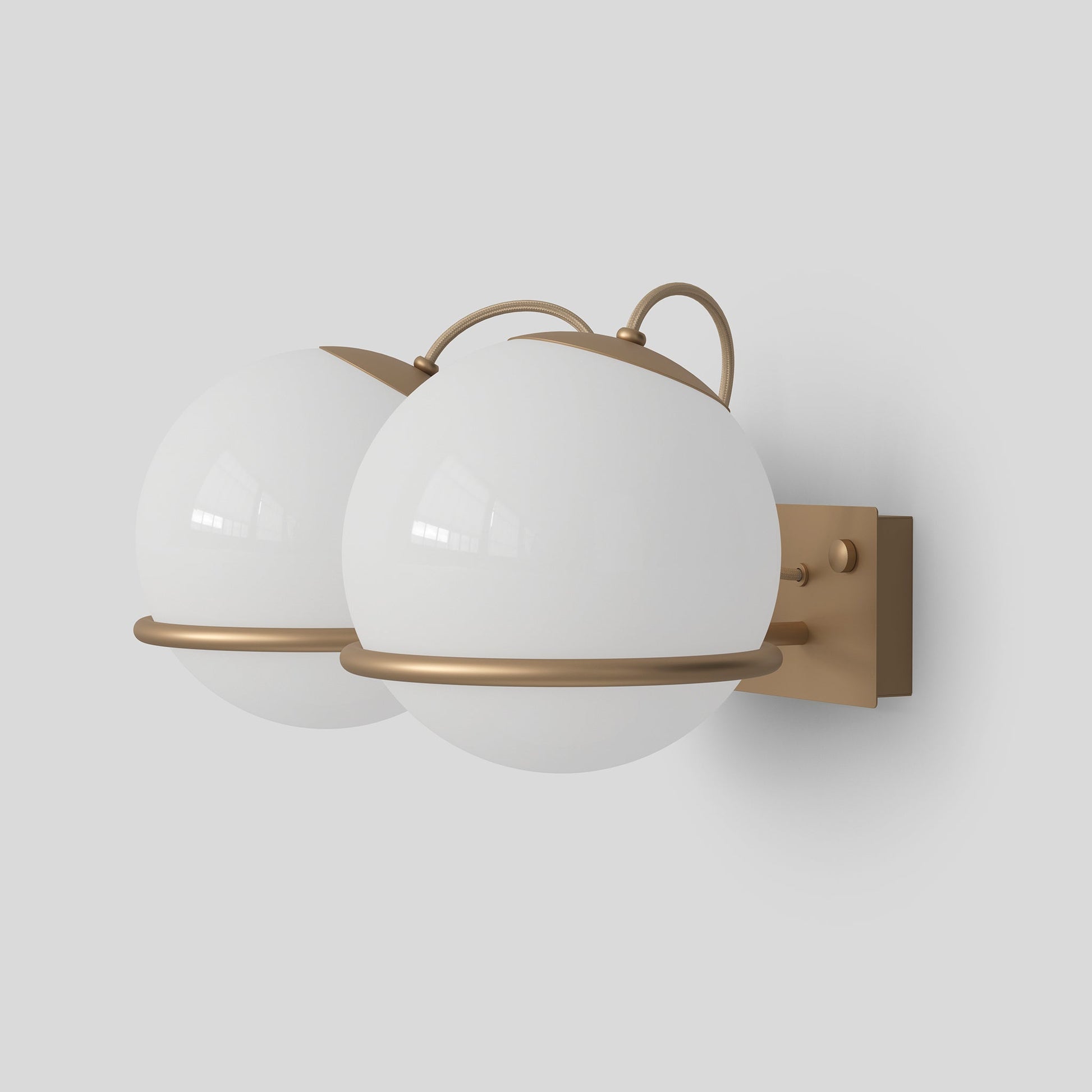 Wall Lamp Model 238/2 by Astep #2 Opaline Spheres (20cm Diameter) / Champagne Mount