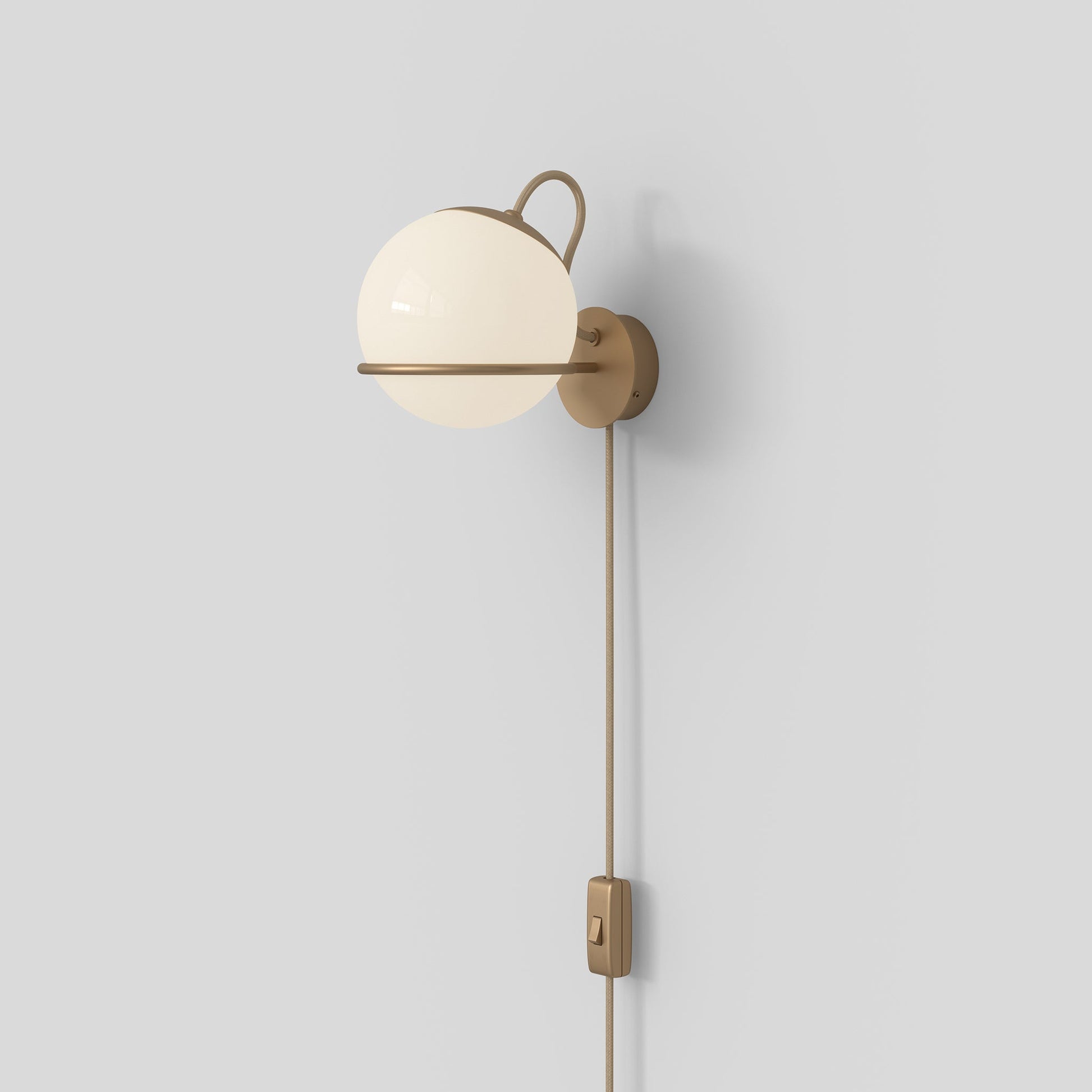 Wall Lamp Model 237/1 by Astep #1 Opaline Sphere (14cm Diameter) / Champagne Mount with Switch