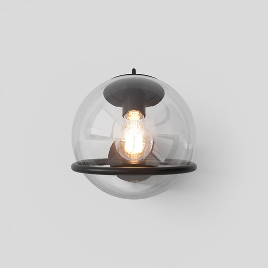 Wall Lamp Model 238/1 by Astep #1 Transparent Sphere (20cm Diameter) / Black Mount