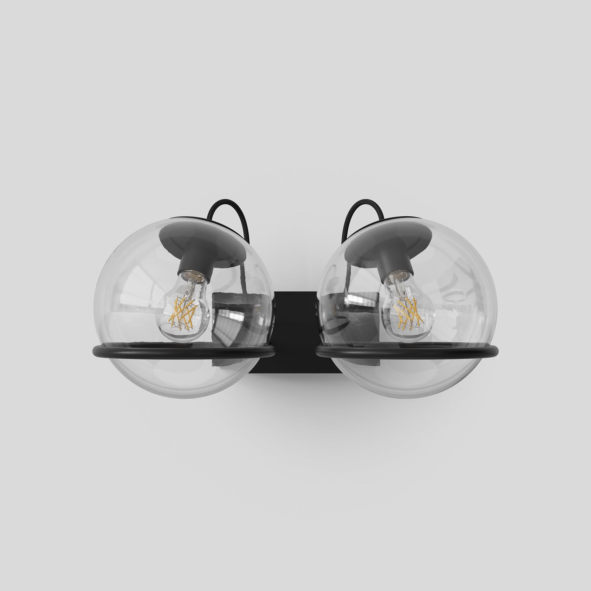 Wall Lamp Model 238/2 by Astep #2 Transparent Spheres (20cm Diameter) / Black Mount