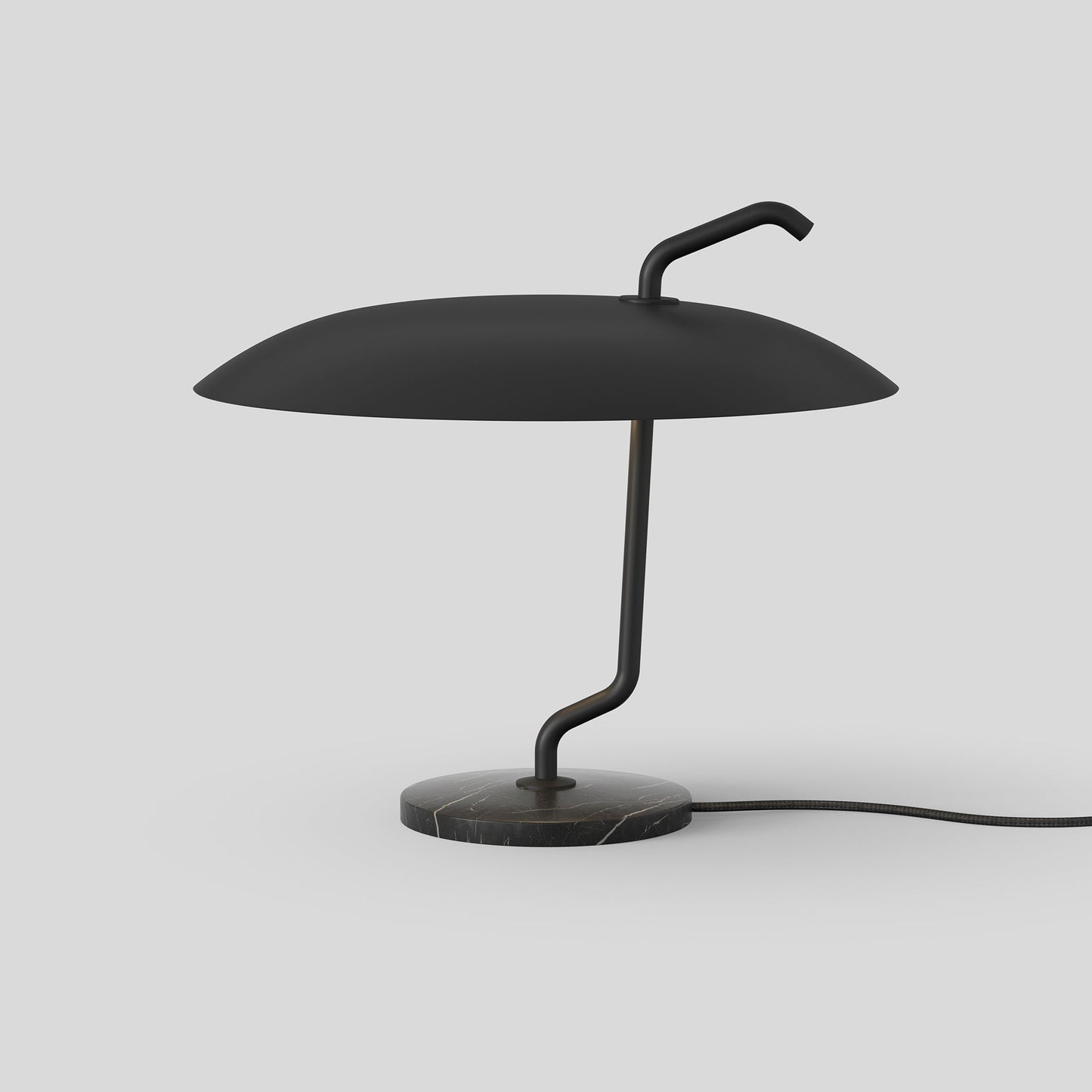 Table Lamp Model 537 by Astep #Black Structure / Black Reflector / Black Marble Base