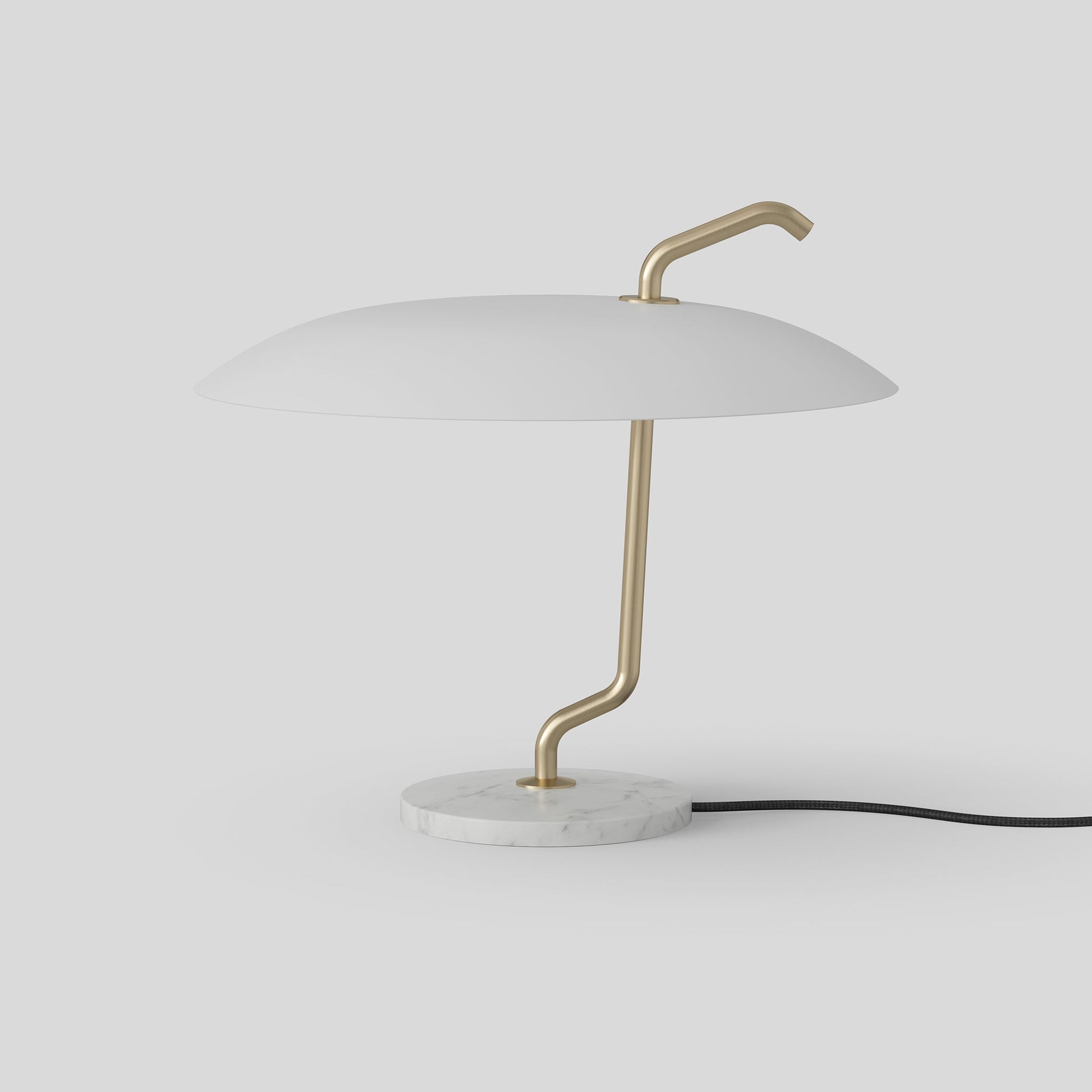 Table Lamp Model 537 by Astep #Brass Structure / White Reflector / White Marble Base