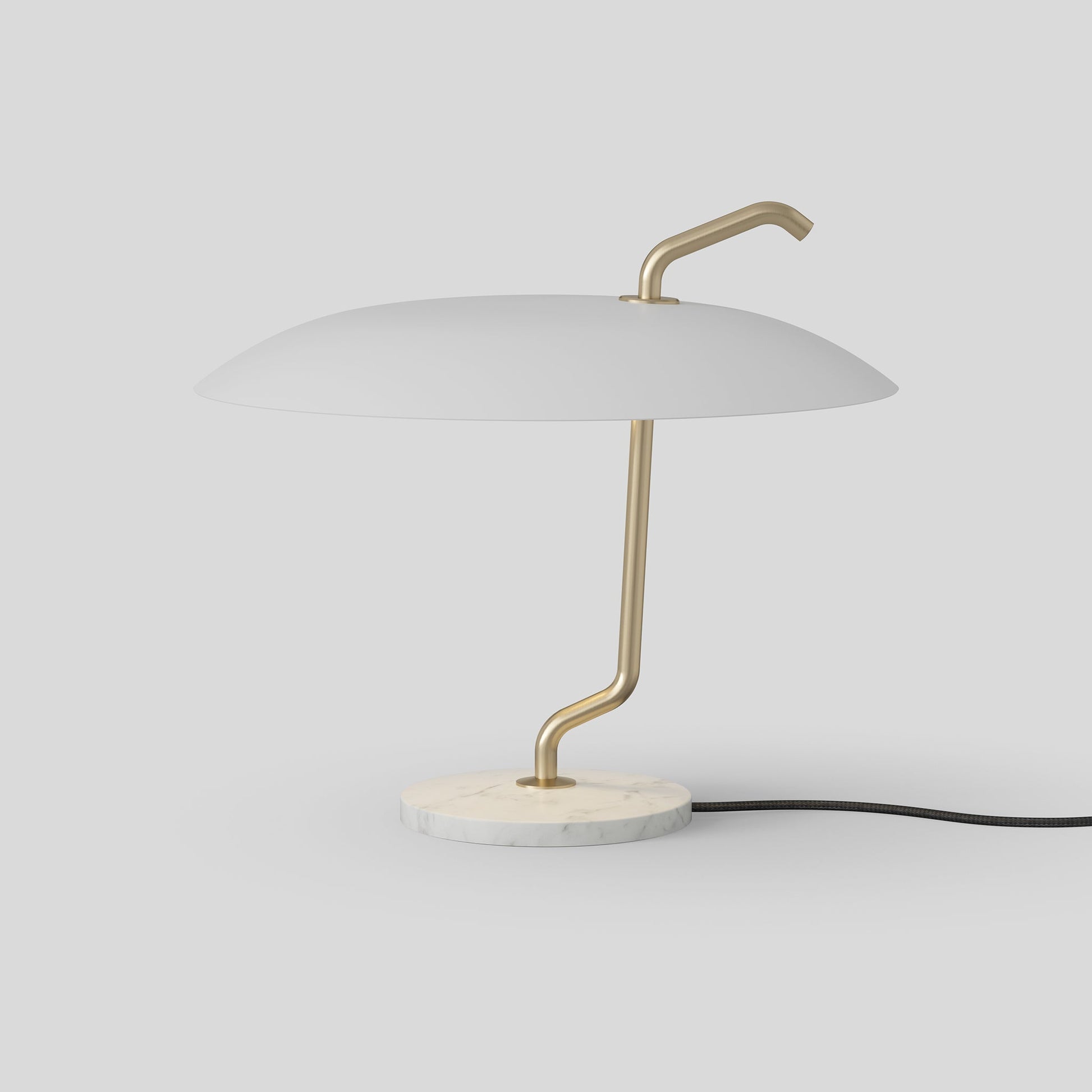 Table Lamp Model 537 by Astep #Brass Structure / White Reflector / White Marble Base