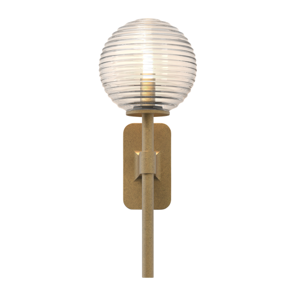 Tacoma Single Wall Lamp by Astro #Antique Brass & Grooved Shade Transparent