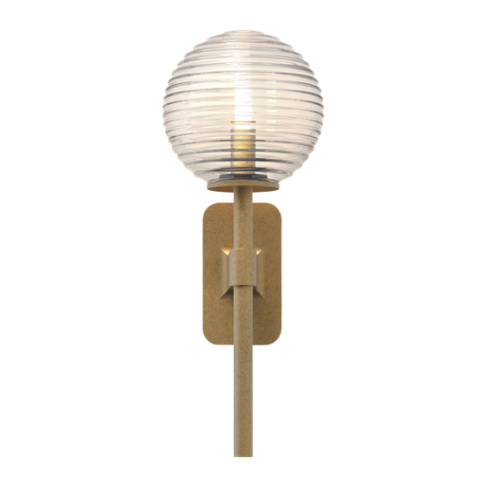 Tacoma Single Wall Lamp by Astro #Antique Brass & Grooved Shade Transparent