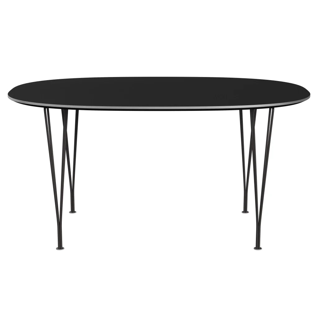 Superellipse™ - B612, Dining Table, 150 X 100 Cm (Table Height - 72 Cm) by Fritz Hansen #Fenix / Black (720)/Brushed metal / Aluminium - Matt/Powder Coated Steel / Warm Graphite (180)