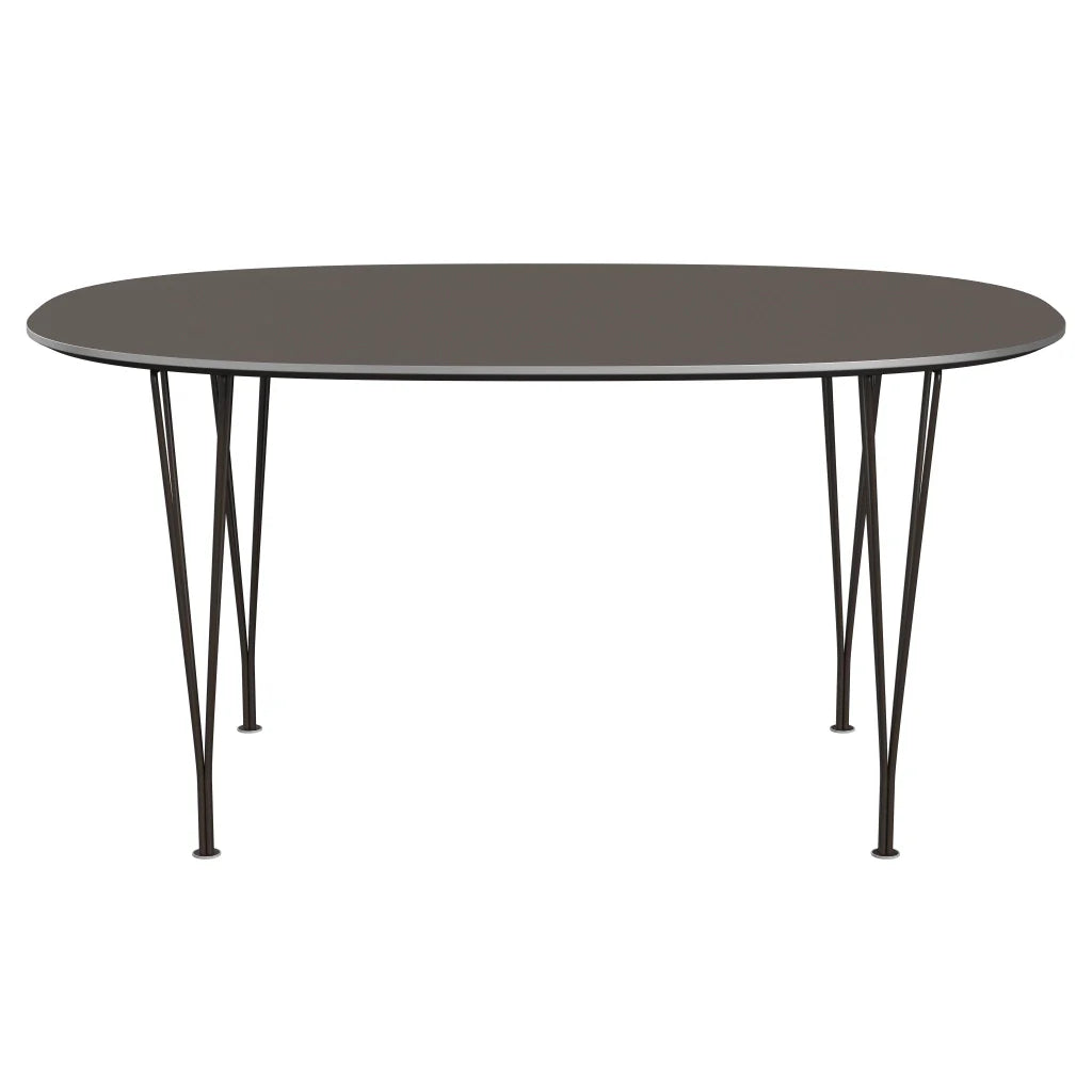 Superellipse™ - B612, Dining Table, 150 X 100 Cm (Table Height - 72 Cm) by Fritz Hansen #Fenix / Grey (718)/Brushed metal / Aluminium - Matt/Powder Coated Steel / Brown Bronze (390)