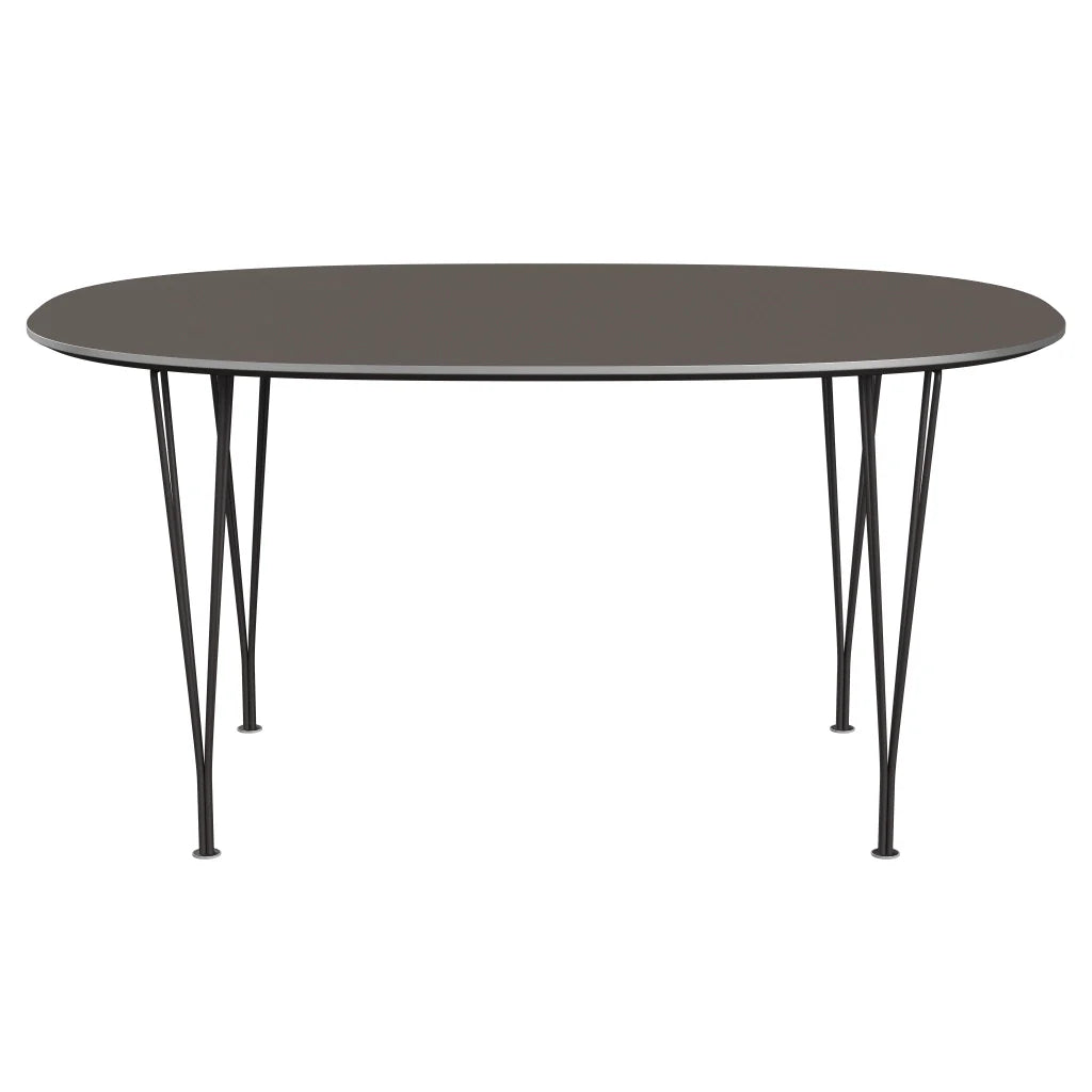 Superellipse™ - B612, Dining Table, 150 X 100 Cm (Table Height - 72 Cm) by Fritz Hansen #Fenix / Grey (718)/Brushed metal / Aluminium - Matt/Powder Coated Steel / Warm Graphite (180)