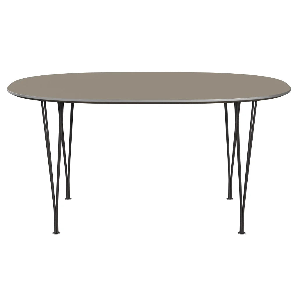 Superellipse™ - B612, Dining Table, 150 X 100 Cm (Table Height - 72 Cm) by Fritz Hansen #Fenix / Brown Ottawa (717)/Brushed metal / Aluminium - Matt/Powder Coated Steel / Warm Graphite (180)