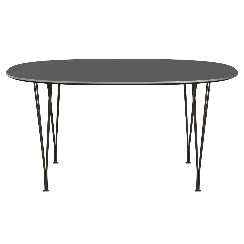 Superellipse™ - B612, Dining Table, 150 X 100 Cm (Table Height - 72 Cm) by Fritz Hansen #Fenix / Grey Bromo (724)/Brushed metal / Aluminium - Matt/Powder Coated Steel / Brown Bronze (390)