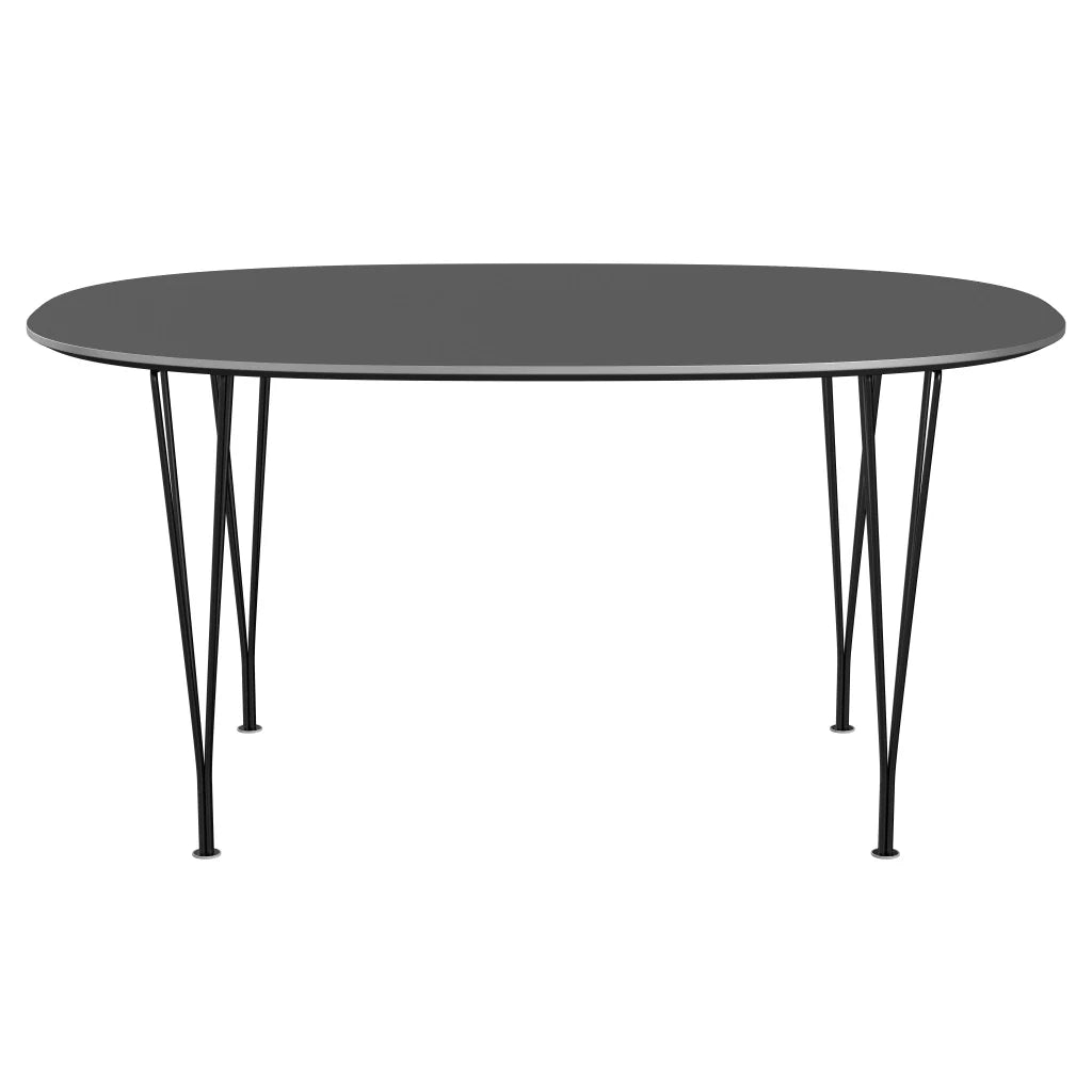 Superellipse™ - B612, Dining Table, 150 X 100 Cm (Table Height - 72 Cm) by Fritz Hansen #Fenix / Grey Bromo (724)/Brushed metal / Aluminium - Matt/Powder Coated Steel / Black (190)