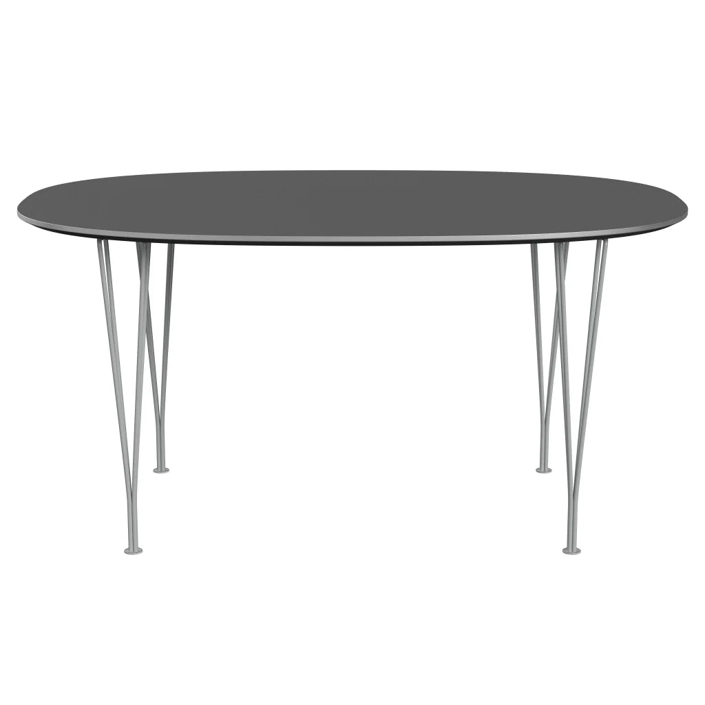 Superellipse™ - B612, Dining Table, 150 X 100 Cm (Table Height - 72 Cm) by Fritz Hansen #Fenix / Grey Bromo (724)/Brushed metal / Aluminium - Matt/Powder Coated Steel / Nine Grey (150)