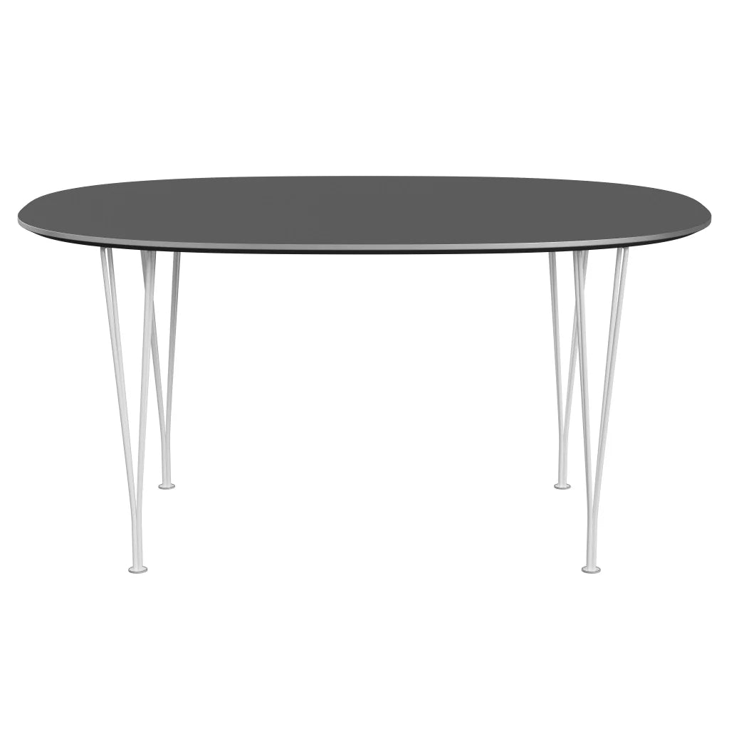 Superellipse™ - B612, Dining Table, 150 X 100 Cm (Table Height - 72 Cm) by Fritz Hansen #Fenix / Grey Bromo (724)/Brushed metal / Aluminium - Matt/Powder Coated Steel / White (100)