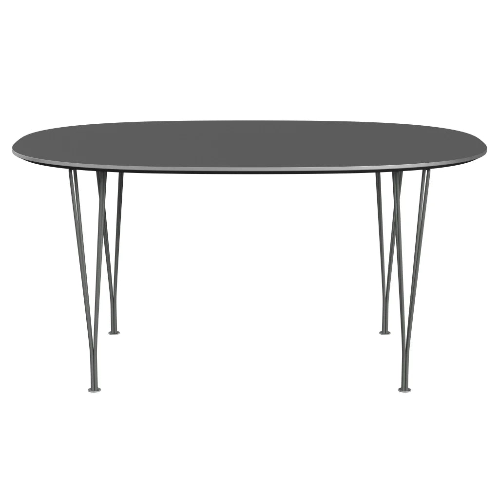 Superellipse™ - B612, Dining Table, 150 X 100 Cm (Table Height - 72 Cm) by Fritz Hansen #Fenix / Grey Bromo (724)/Brushed metal / Aluminium - Matt/Powder Coated Steel / Silver Grey (170)