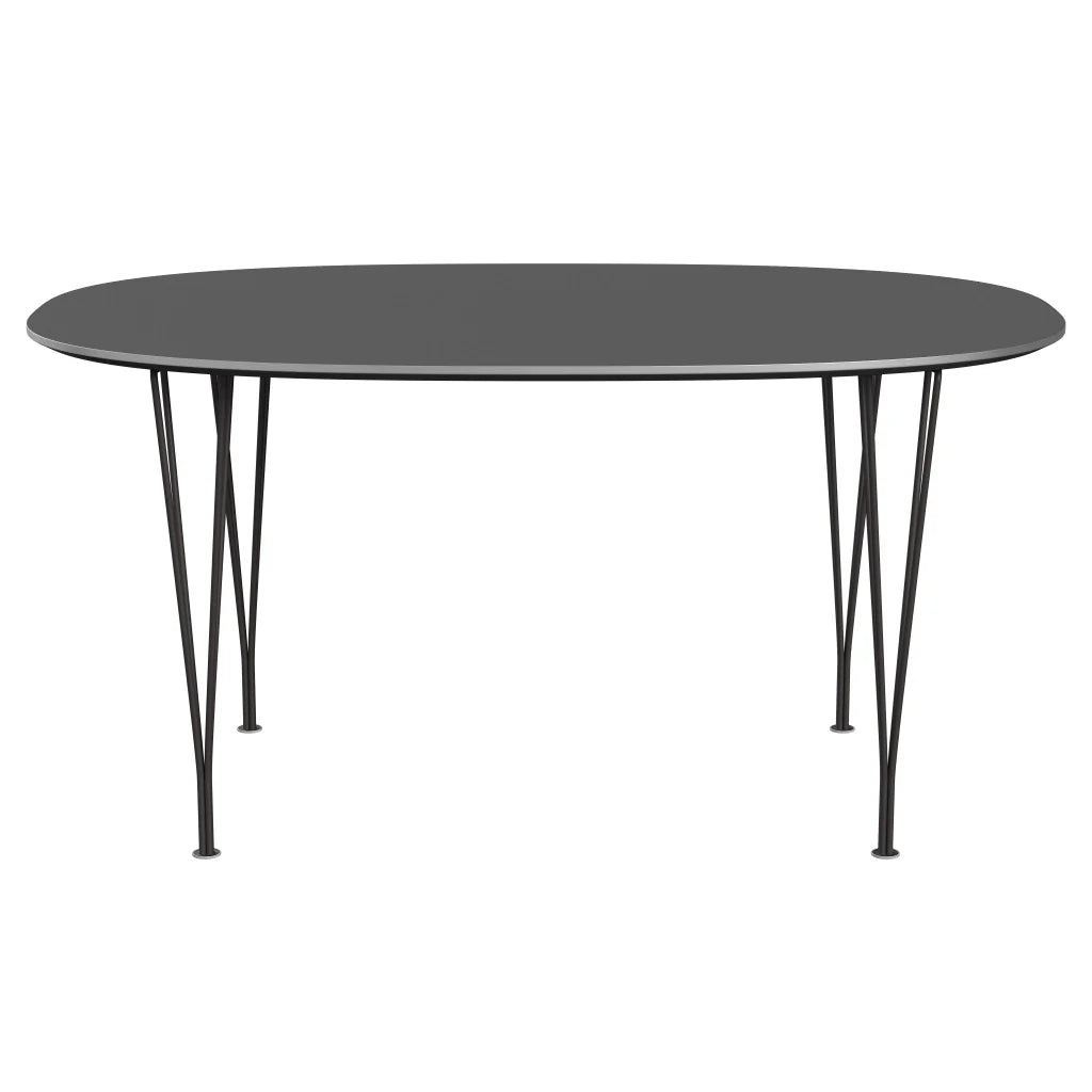 Superellipse™ - B612, Dining Table, 150 X 100 Cm (Table Height - 72 Cm) by Fritz Hansen #Fenix / Grey Bromo (724)/Brushed metal / Aluminium - Matt/Powder Coated Steel / Warm Graphite (180)