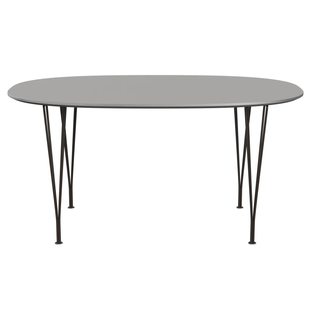 Superellipse™ - B612, Dining Table, 150 X 100 Cm (Table Height - 72 Cm) by Fritz Hansen #Fenix / Grey Efeso (725)/Brushed metal / Aluminium - Matt/Powder Coated Steel / Brown Bronze (390)