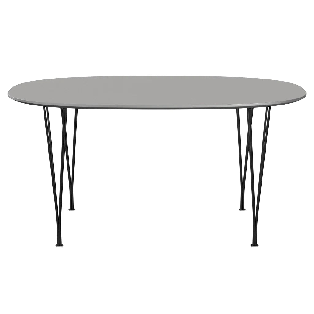 Superellipse™ - B612, Dining Table, 150 X 100 Cm (Table Height - 72 Cm) by Fritz Hansen #Fenix / Grey Efeso (725)/Brushed metal / Aluminium - Matt/Powder Coated Steel / Black (190)