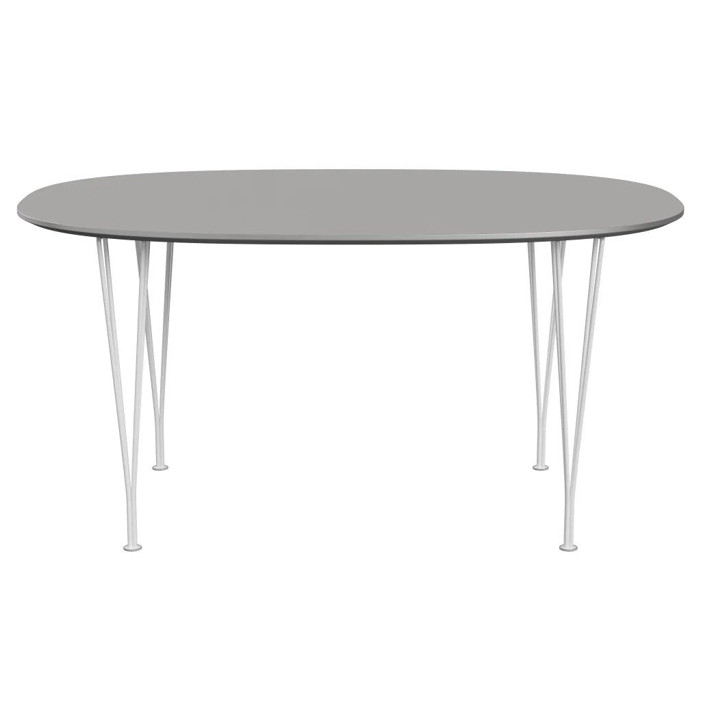 Superellipse™ - B612, Dining Table, 150 X 100 Cm (Table Height - 72 Cm) by Fritz Hansen #Fenix / Grey Efeso (725)/Brushed metal / Aluminium - Matt/Powder Coated Steel / White (100)