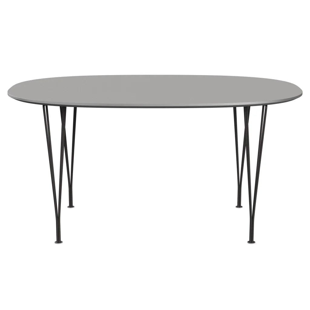 Superellipse™ - B612, Dining Table, 150 X 100 Cm (Table Height - 72 Cm) by Fritz Hansen #Fenix / Grey Efeso (725)/Brushed metal / Aluminium - Matt/Powder Coated Steel / Warm Graphite (180)