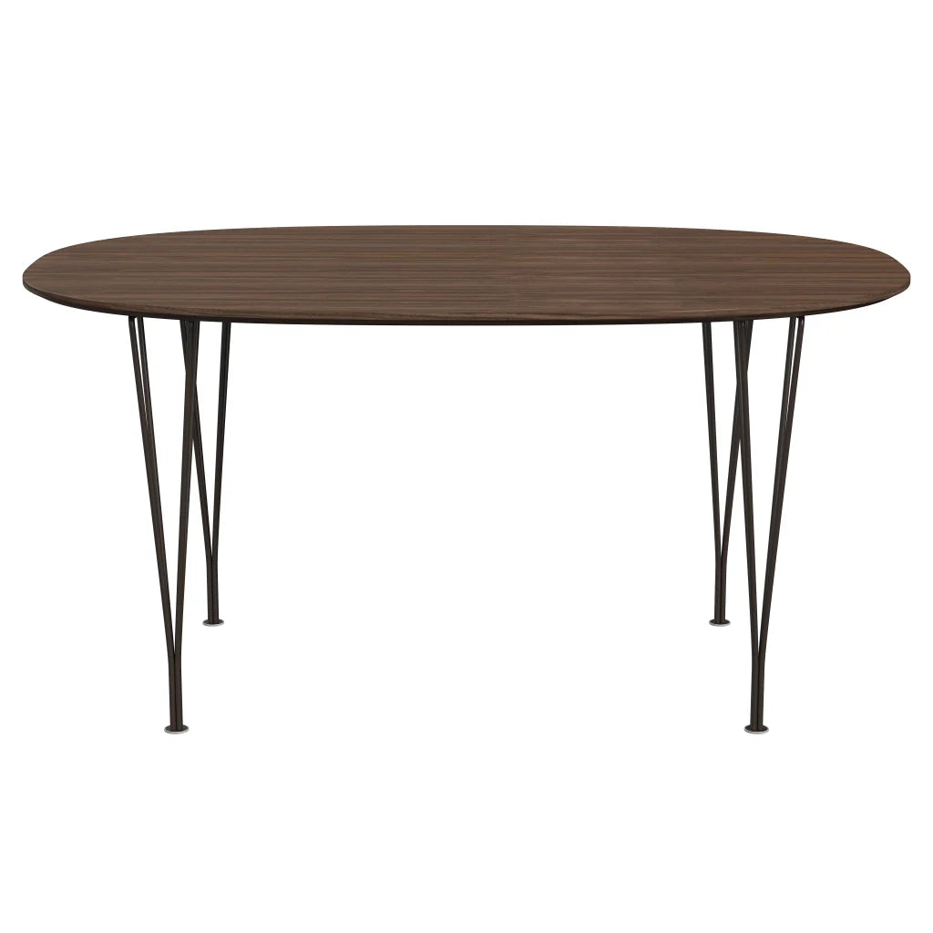 Superellipse™ - B612, Dining Table, 150 X 100 Cm (Table Height - 72 Cm) by Fritz Hansen #Clear Lacquered Veneer / Walnut (80)/Clear Lacquered Veneer / Walnut (80)/Powder Coated Steel / Brown Bronze (390)