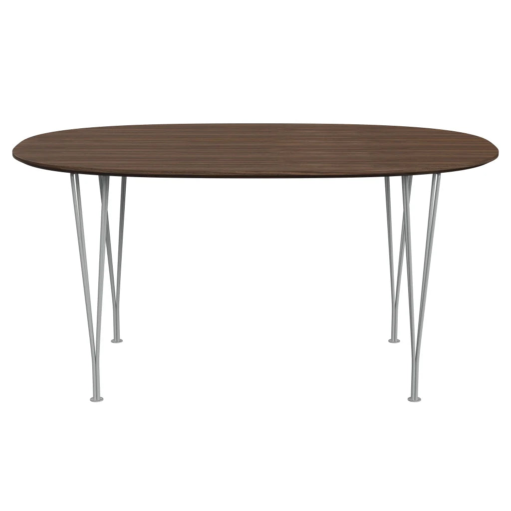 Superellipse™ - B612, Dining Table, 150 X 100 Cm (Table Height - 72 Cm) by Fritz Hansen #Clear Lacquered Veneer / Walnut (80)/Clear Lacquered Veneer / Walnut (80)/Powder Coated Steel / Nine Grey (150)